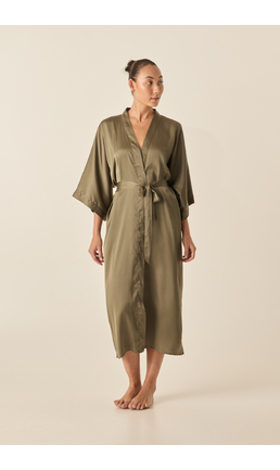 Florence Olive Satin Robe